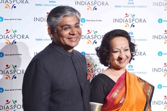 Arun K. Singh, Deputy Chief of Mission at the Indian embassy in Washington, DC, with his wife, Maina Singh, at the Indiaspora 2013 Inaugural Ball at Mandarin Oriental in Washington, DC, Saturday, January 19. Maina Singh is a Scholar in Residence at American University's School of International Service. Photo by Global India Newswire/Shahi Prabhakaran.
