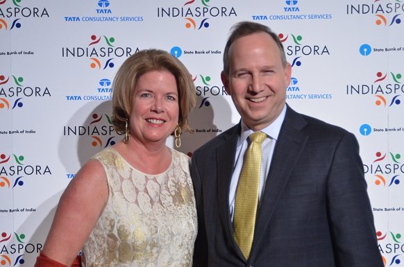 Gov. Jack Markell of Delaware, chairman of the National Demcratic Governor's Association, and the first lady of Delaware Carla Markell, at the Indiaspora 2013.
