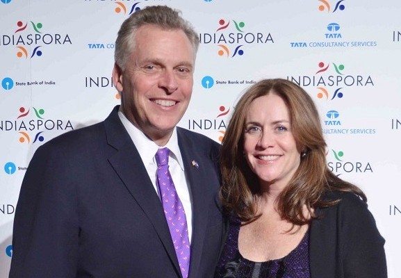 Democrat Terry McAuliffe, who is running for governor in Virginia, with his wife Dorothy at the Indiaspora 2013 Inaugural Ball at Mandarin Oriental in Washington, DC, Saturday, January 19. Photo by Global India Newswire/Shahi Prabhakaran.