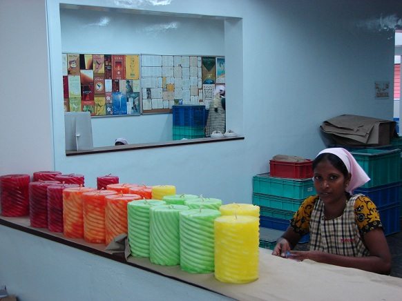 A female employee at candle factory in Maroma, Tamil Nadu