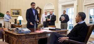 A file photo of Puneet Talwar, then Senior Director for Iraq, Iran and the Gulf States, briefing President Barack Obama in the Oval Office, Feb. 5, 2011. Photo by Pete Souza