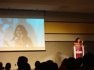 Sheela Murthy introduces her husband's short film.