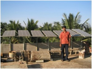 Solar panels installed on this entrepreneur’s roof with S3IDF’s help provides him with enough power to not only provide energy for his house, but also give him enough income to power his enterprise and provide for his community.