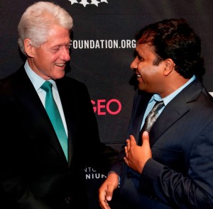An undated photo of Deelip Mhaske meeting former US President Bill Clinton
