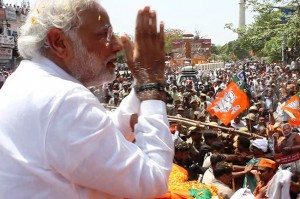 Narendra Modi at a rally in Varanasi.