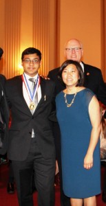 Soham Daga (left) with Congresswoman Grace Meng (right) and Congressman Joe Crowley (back right) (courtesy of Twitter)