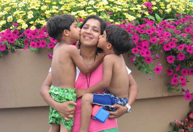 Bindu Philips with her twins sons. (Courtesy of Bindu Philips)
