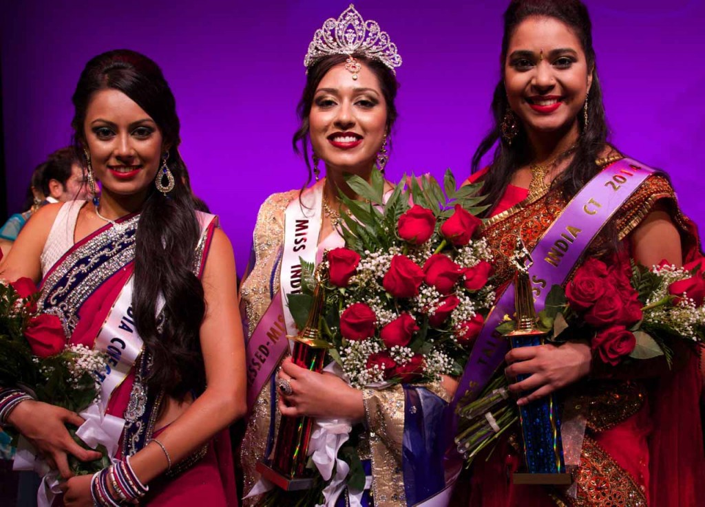 From left to right - First runner-pp Devisha Patel, winner Nidhi Bhimani and second runner-up  Shivani Jonn.
