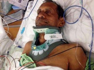Sureshbhai Patel recovering in hospital (Courtesy of Twitter)