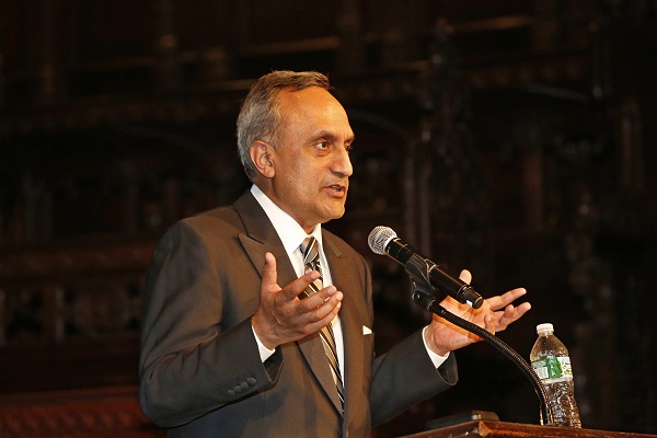 Manoj Bhargava speaking at the AIF gala in New York on June 12, 2015. Photo credit: AIF