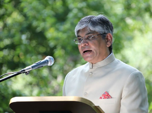 Ambassador Arun K. Singh reading out reading out President Pranab Mukherjee’s Independence Day Address at an event held at the Embassy Residence in Washington, DC, August 15, 2015. Photo via the Embassy of India.