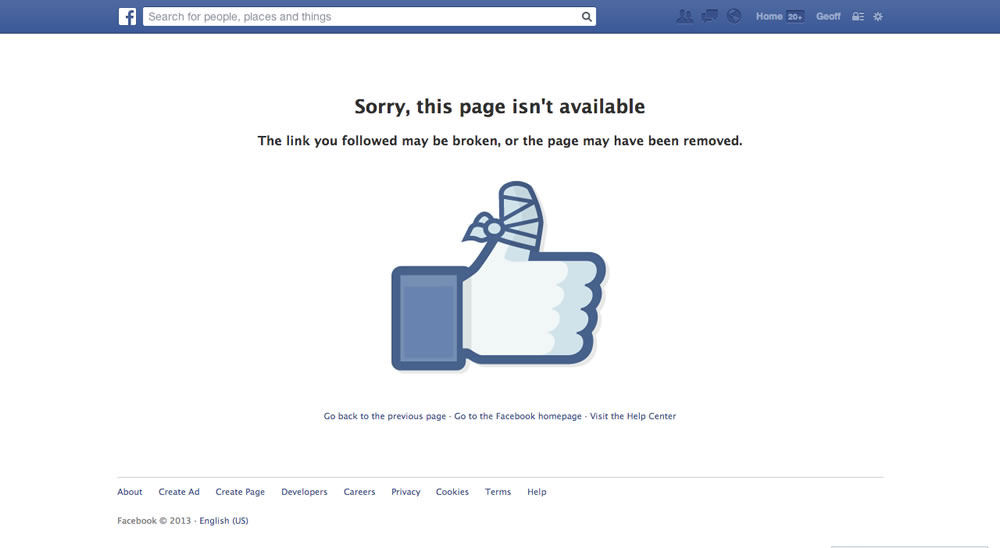 Facebook-error-page