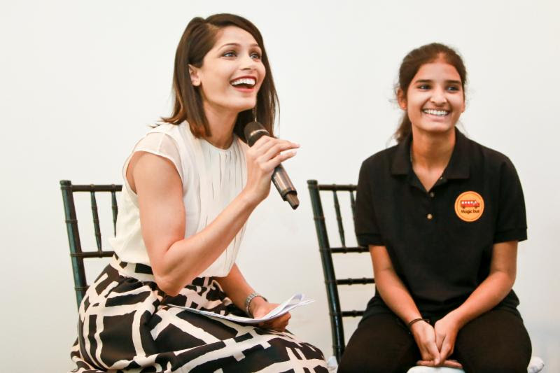 Girl Rising Ambassador Freida Pinto interviews student Sangita Pal