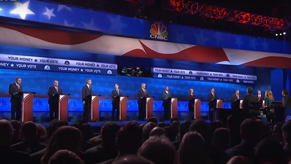 Republican presidential candidates at the CNBC debate on October 28, 2015. Photo credit: CNBC