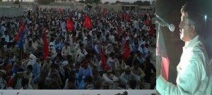 Dr. Mannan Baloch addressing a public gathering in Dasht, Balochistan, in August 2014. Photo via Twitter