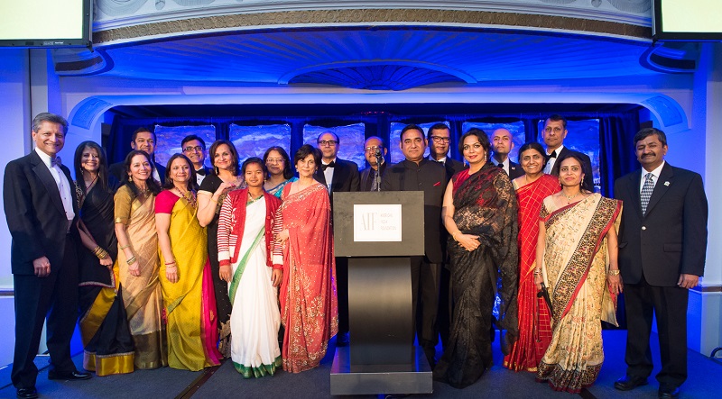 AIF New England chapter team with the beneficiary Sahiya Sumita Mahato at the gala in Boston on March 26, 2016.