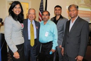 Del. Aruna Miller with members of the Indian American community. Second from left is Dr. Suresh Gupta. Photo by Sirmukh Singh Manku