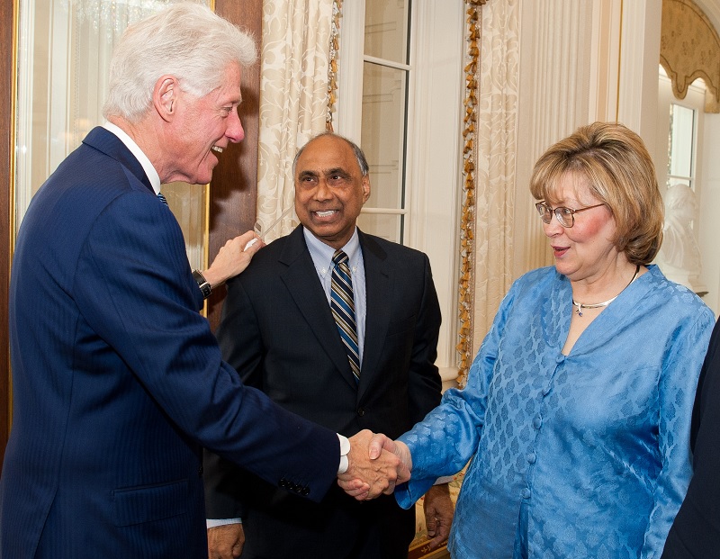 President Clinton with Frank Islam and Debbie Driesman at a fundraiser at their home in Potomac, MD, earlier this year.