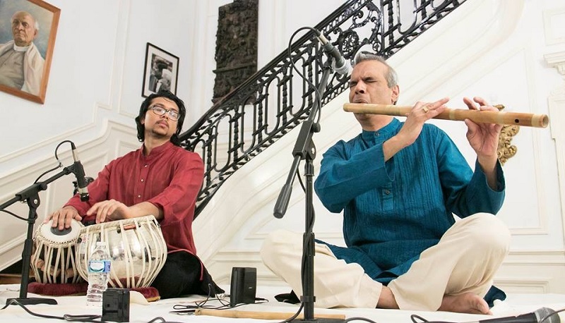 Deepak Ram (right) and Anirudh Changkakoti performing at the Embassy of India in Washington, DC, on April 29. Photo via the Embassy of India