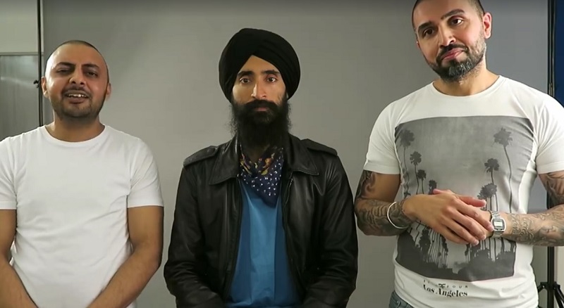 Indian American actor and designer Waris Ahluwalia (center), with photographers Amit and Naroop: Photo credit: http://sikhcoalition.org/
