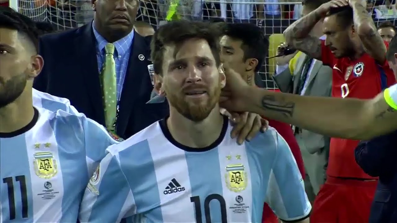 Lionel Messi emotional after heartbreaking loss in 2016 Copa America final (Courtesy of YouTube)