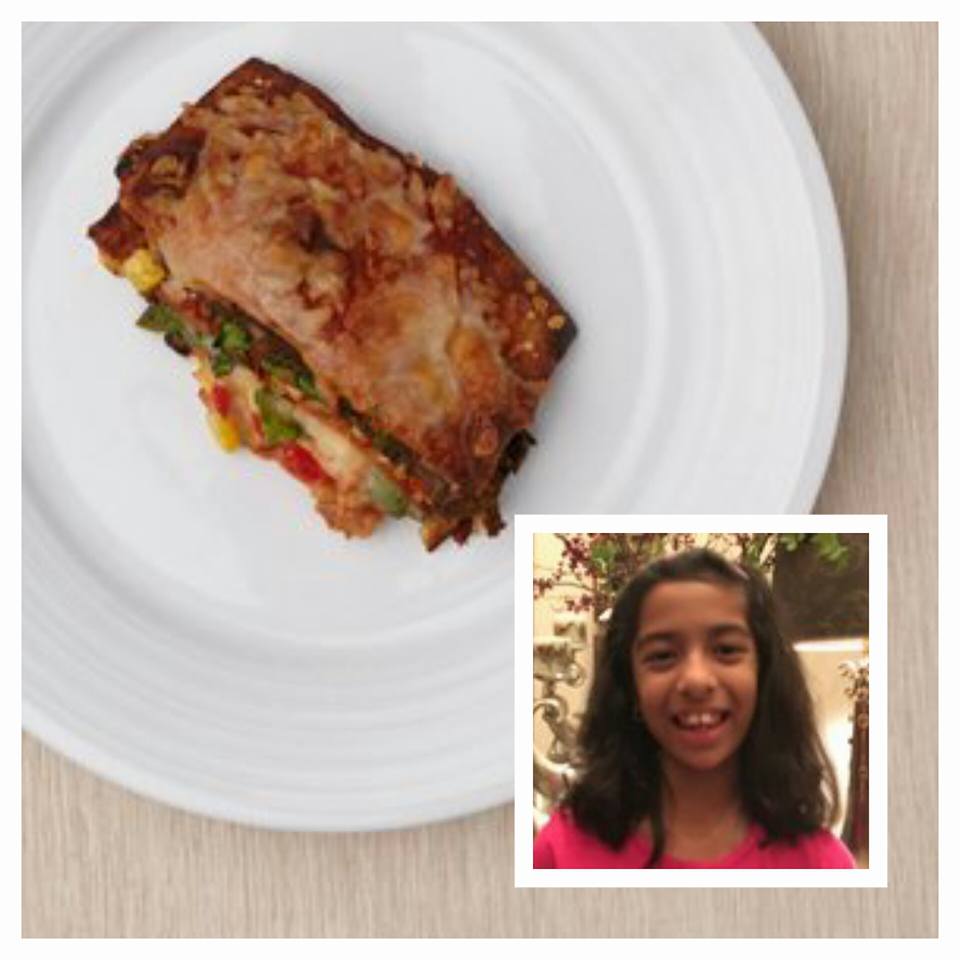 Priya Patel, 10, of Texas. Recipe: Tex-Mex Veg-Head Lasagna