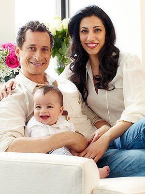 Huma Abedin with Anthony Weiner and their son (Credit: Facebook)