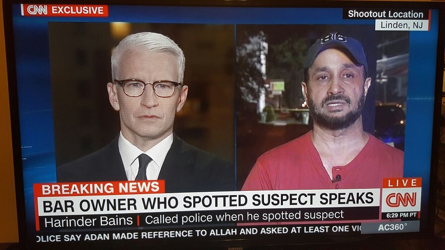 Harinder Bains being interviewed by Anderson Cooper on CNN. Photo via screen capture.