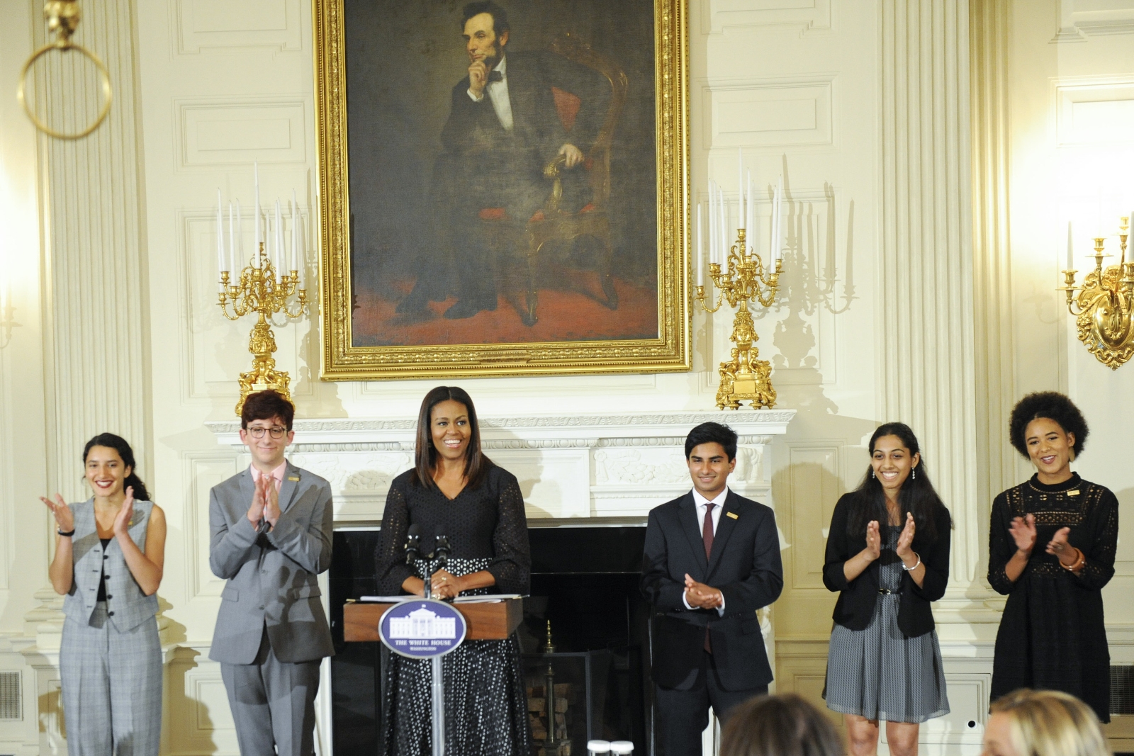 2016 class of National Student Poets with First Lady Michele Obama at White House ceremony (Courtesy of White House)