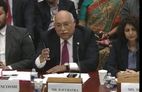 Indian American Attorney Ravi Batra testifying at a congressional hearing on "Human Rights in South Asia" on October 22, 2019, in Washington, DC.