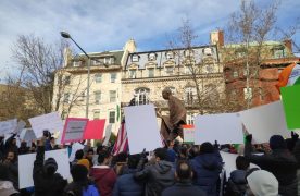 More than 500 people protested in front of the Embassy of India in Washington, DC, on December 22 against the The Citizenship (Amendment) Act and the National Register of Citizens. Photo credit: Shahul Hameed