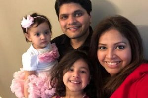Poorva Dixit, with her husband, Kaustubh Talathi, and their two children. Dixit is one of the more than thousand nonimmigrant visa holders currently stranded in India.