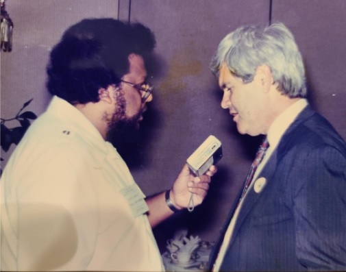 Aziz Haniffa interviewing former House Speaker Newt Gingrich