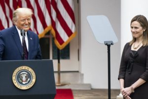President Trump introducing his Supreme Court nominee Amy Coney Barrett at the White House on September 29, 2020. Photo credit: White House