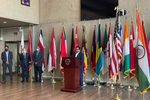 Chairman of Indian American CEO Council Arun Agarwal speaks at City of Dallas press conference