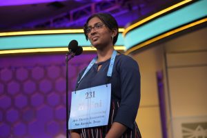 Indian American teen Harini Logan of Texas was crowned champion of the 2022 Scripps National Spelling Bee held at the National Harbor, just outside of Washington, DC. Photo credit: Scripps National Spelling Bee