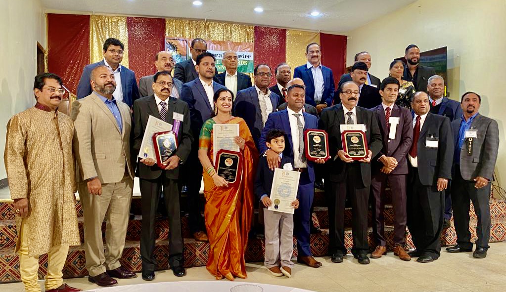 Kerala Center presented 2022 annual awards to six Indian Americans for notable contributions in their professions and to society. Awardees, dignitaries and Kerala Center officials pose for a photo at the banquet held in Elmont, New York, on October 22.